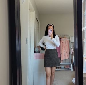 dark brown dark academia channel/gossip girl/kpop A-line tweed skirt